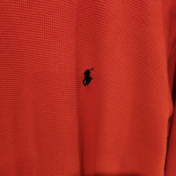 Lauren Ralph Lauren Mens Orange Sleepwear Thermal Long Sleeve Shirt Size Large - Picture 3 of 9